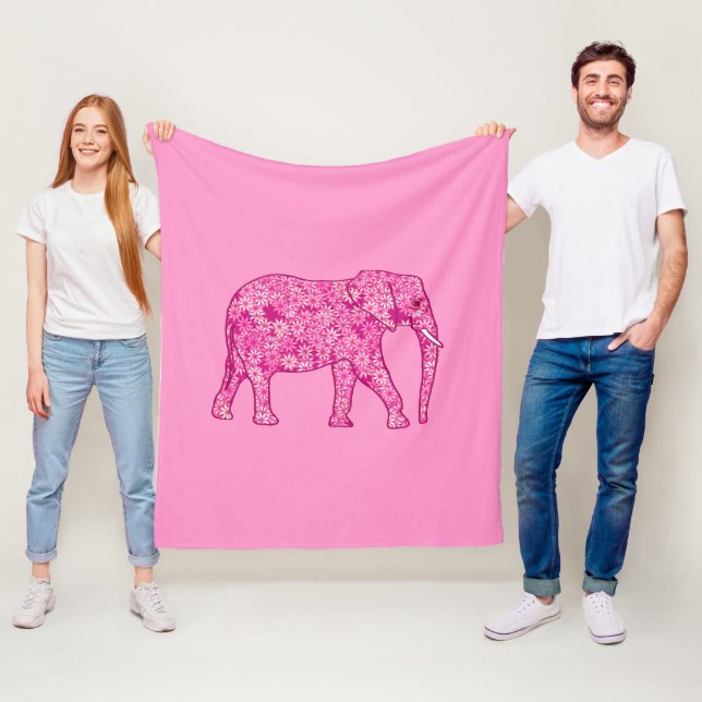 Fraktal wirbeliger Elefant, Fuchsie und Rosa Fleecedecke (Beispiel)