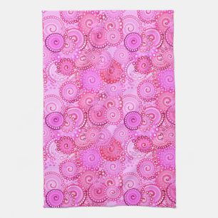 Fraktal wirbeln, rosa und fuchsisch geschirrtuch
