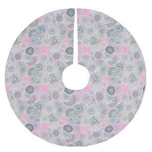 Fraktal wirbelnd, rosa und grau polyester weihnachtsbaumdecke