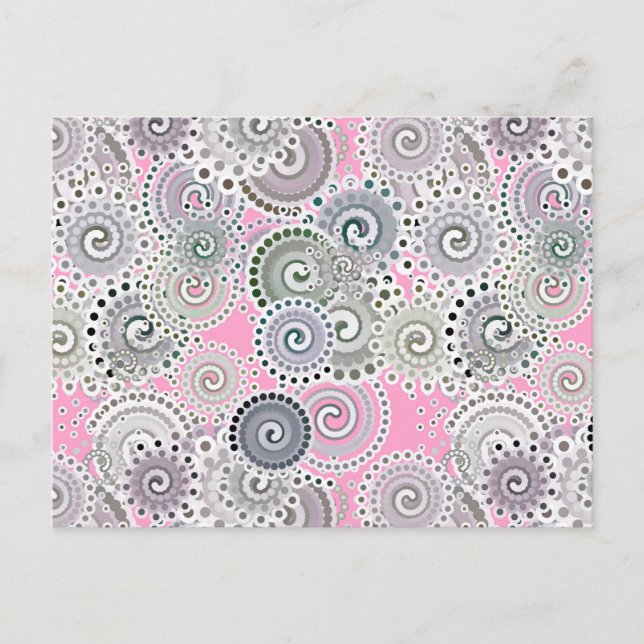 Fraktal wirbelnd, rosa und grau postkarte (Vorderseite)