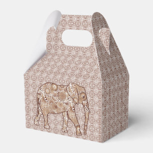 Fraktal wirbelnder Elefant - braun und taupe Geschenkschachtel