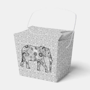 Fraktal wirbelnder Elefant - grau, schwarz und wei Geschenkschachtel