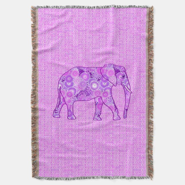 Fraktal wirbelnder Elefant - lila und orchid Decke (Vorderseite Vertikal)
