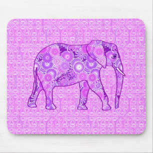 Fraktal wirbelnder Elefant - lila und orchid Mousepad