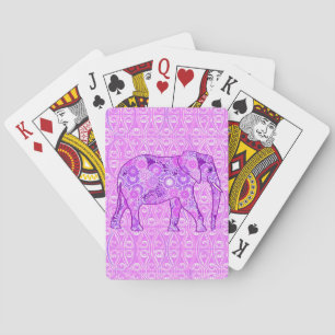 Fraktal wirbelnder Elefant - lila und orchid Spielkarten