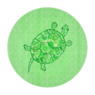 Fraktal-wirbelschildkröte - Limon und smaragdgrün Schneidebrett