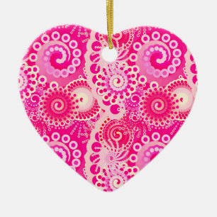Fraktal wirlförmig, Fuchsienrosa Keramikornament