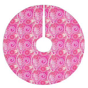 Fraktal wirlförmig, Fuchsienrosa Polyester Weihnachtsbaumdecke