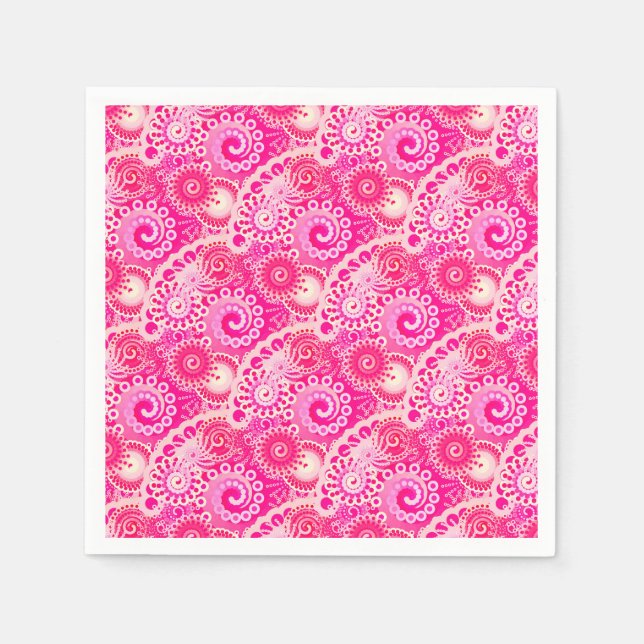 Fraktal wirlförmig, Fuchsienrosa Serviette (Vorderseite)
