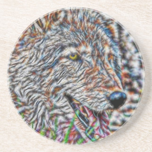Fraktal Wolf Getränkeuntersetzer (Vorne)