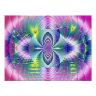 Fraktale abstrakte Landschaft Pastell-Psychedelisc Poster