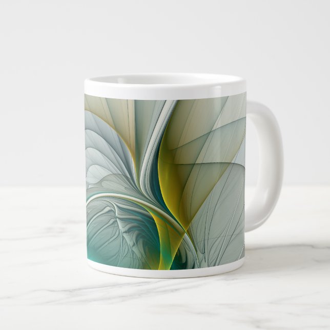 Fraktale Evolution, goldene Türkis abstrakte Kunst Jumbo-Tasse (Vorderseite Rechts)