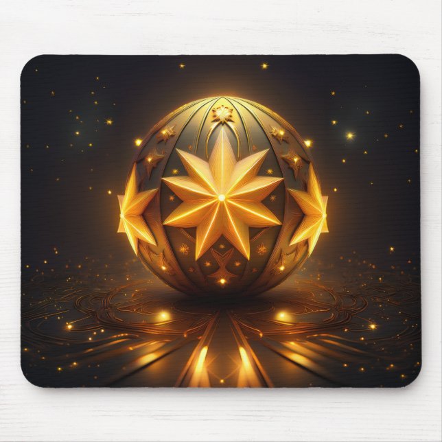 Fraktale Fantasie Bronze Kugel Gold Sterne  Mousepad (Vorne)