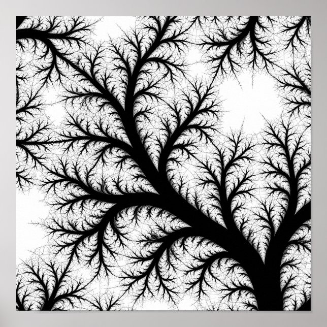 Fraktale Filigran-Fluss-Decoupage-Schablone Linien Poster (Vorne)