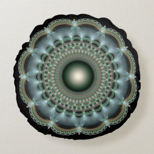 Fraktale glänzende Mandala Rundes Kissen