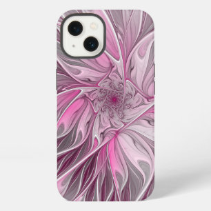 Fraktale pinke Blumen-Träumerei, florales Fantasy- iPhone 13 Hülle