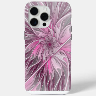 Fraktale pinke Blumen-Traumwelt, florales Fantasy- iPhone 15 Pro Max Hülle
