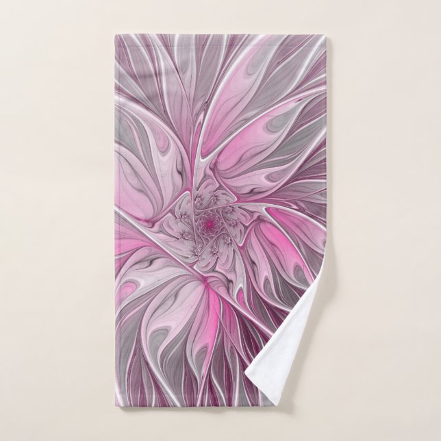 Fraktale rosa Blumen Traum, florales Fantasy-Muste Handtuch (Handtuch)