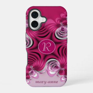 Fraktale rosa Wirbel Monogramm Name iPhone6 Hülle iPhone 16 Hülle