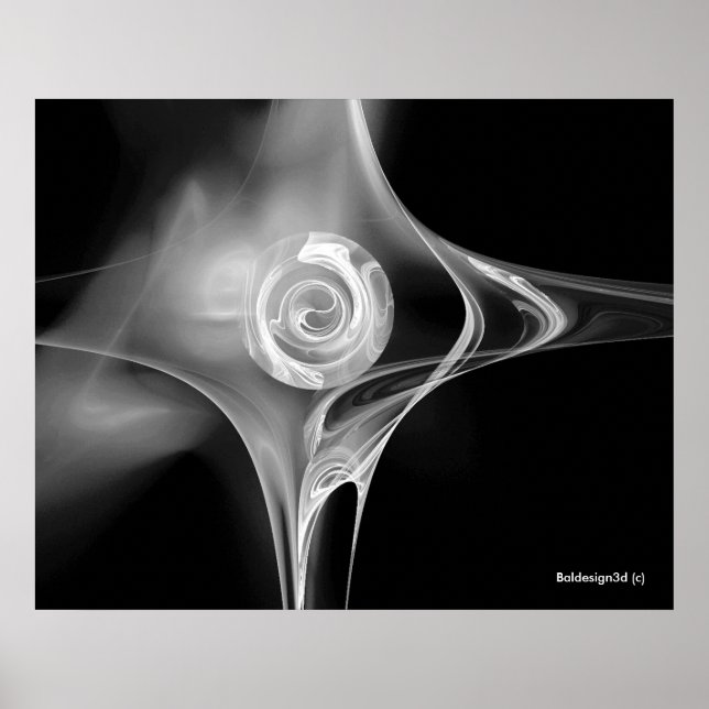 FRAKTALE ROSE, schwarz und weiß Poster (Vorne)