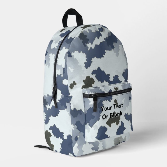 Fraktale Wintertarnung Bedruckter Rucksack (Rückseitige Ecke links)