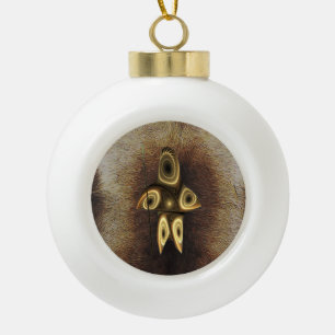 Fraktaler Inuit-Jäger Keramik Kugel-Ornament