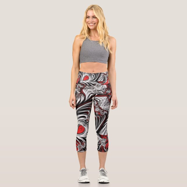Fraktalmuster Capri Leggings (Vorderseite)