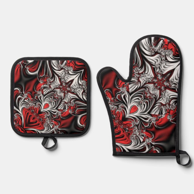 Fraktalmuster Ofenhandschuh & Topflappen-Set (Vorderseite)