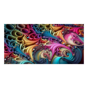 Fraktalstil Bunte 3D-Wirbel Poster