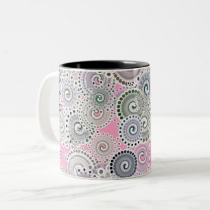 Fraktalstrudelmuster, -ROSA und -GRAU Zweifarbige Tasse
