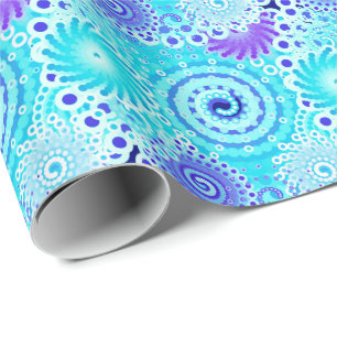Fraktalstrudelmuster, Türkis, Aqua, blau Geschenkpapier