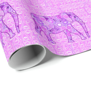 Fraktalwirbel-Elefant - lila und Orchidee Geschenkpapier