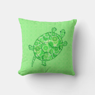 Fraktalwirbel-Schildkröte - Limettengrün und Smara Kissen