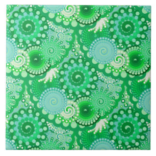 Fraktalwirbelmuster, Türkis, Aquamarin, Jade Fliese