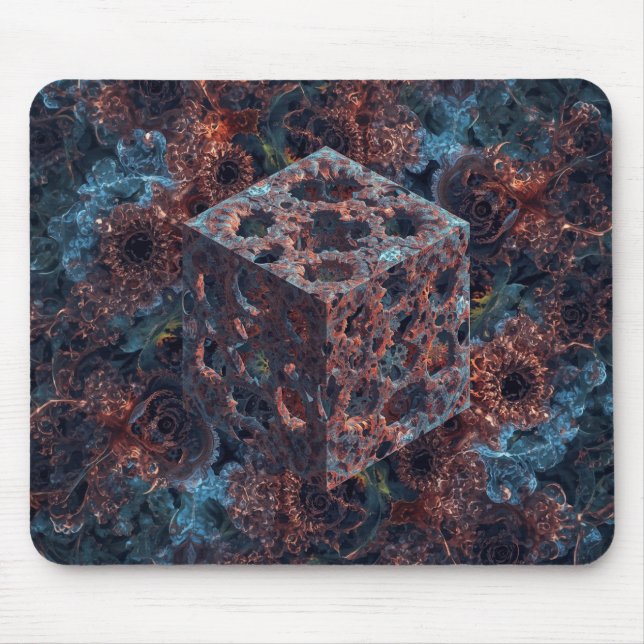 Fraktalwürfel mit Mandelbrot-Ausschnitt  Mousepad (Vorne)