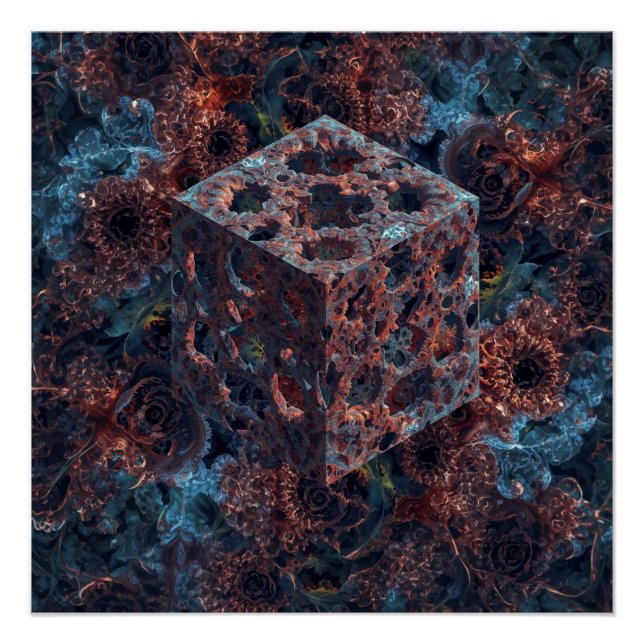 Fraktalwürfel mit Mandelbrot-Ausschnitt  Poster (Vorderseite)