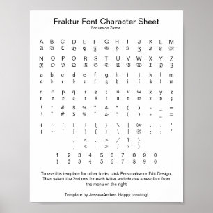 Fraktur-Schriftzeichenblatt für Zazzle Poster