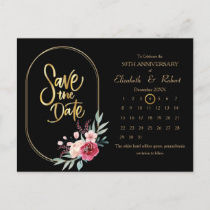 Frame 50th Anniversary Wedding The Date Calendar Ankündigungspostkarte