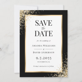 Frame Black Gold Confetti Elegante Hochzeit Save The Date