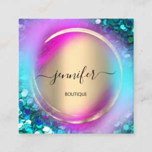 Frame QR-Logos Blau Lila rosa Gold Ombre Quadratische Visitenkarte