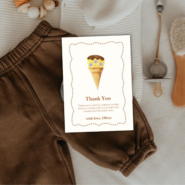 Frame Summer Scoop Ice Cream Boy Baby Dusche Dankeskarte (Frame Summer Scoop Ice Cream Boy Baby Shower Thank You Card)