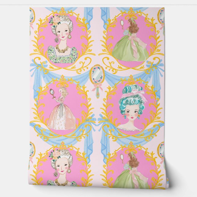 Framed Rococo Coquette Bows Marie Antoinette Tapete (Abrollen)