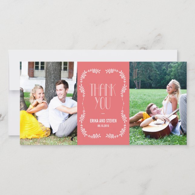 Framing Blätter Hochzeit Danke Cards Lachs (Vorderseite)