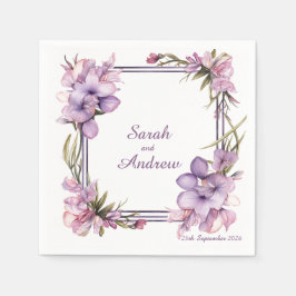 Framing Lilah Blume: Personalisierte Hochzeit von Serviette