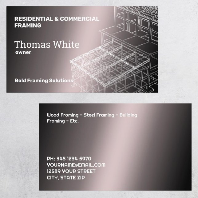 Framing-Unternehmer Visitenkarte (Framing Contractor Business Cards)