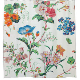 France 1830 Floral Antique Wallpaper Duschvorhang