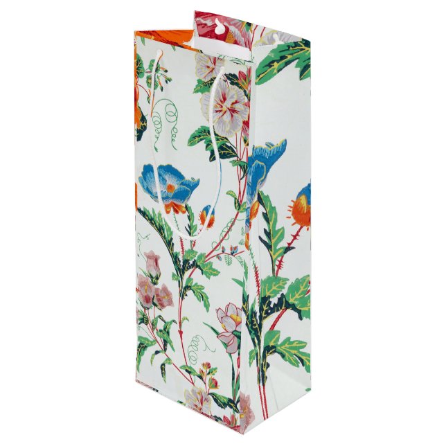 France 1830 Floral Antique Wallpaper Geschenktüte Für Weinflaschen (Rückseite Schrägansicht)