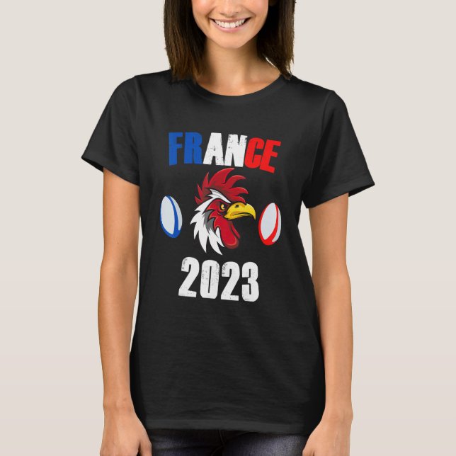 France 2023 Rugby Supporter World  Humor Cockerel T-Shirt (Vorderseite)