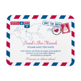 FRANCE Air Mail Bat Mitzvah Save the Date 3x4 Magnet