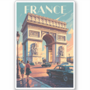 France Arc de Triomphe Travel Art Vintag Aufkleber
